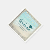 Serviette En Papier Ocean Beach Rustic Wood Lights Graduation Party (Coin)