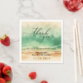 Serviette En Papier Ocean Beach Sand Watercolor Merci (En situation)