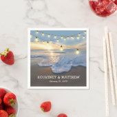 Serviette En Papier Ocean Beach Seaside String Lights Mariage (En situation)
