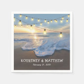 Serviette En Papier Ocean Beach Seaside String Lights Mariage (Devant)