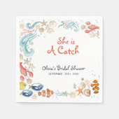 Serviette En Papier Ocean Beach She Is a Catch Bridal Shower Cocktail (Devant)