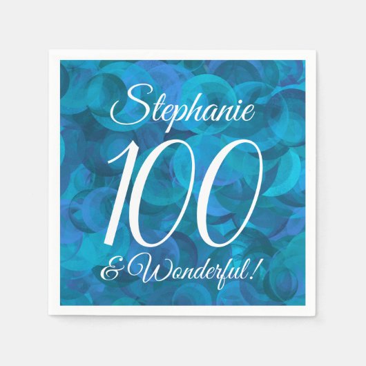 Serviette En Papier Ocean Blue 100 et merveilleuse fête d'anniversaire (Devant)