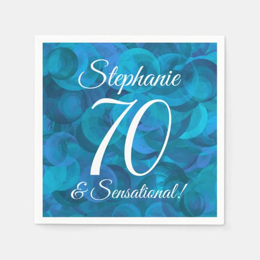 Serviette En Papier Ocean Blue 70 et fête d'anniversaire sensationnell (Devant)
