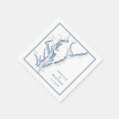 Serviette En Papier Ocean City MD Elegant Marine Blue Map Mariage (Coin)