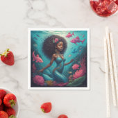 Serviette En Papier océan de sirènes noires (En situation)