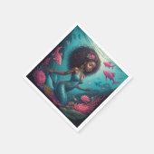 Serviette En Papier océan de sirènes noires (Coin)