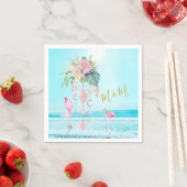 Serviette En Papier Océan Flamant rose Floral Bijoux rose (En situation)