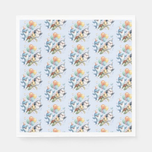 Serviette En Papier Ocean Friends Anniversaire papier Napkin (Devant)