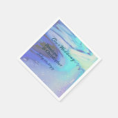 Serviette En Papier Océan moderne Eau Bleu Plage Abstraite Mariage (Coin)