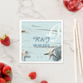 Serviette En Papier océan moderne SeaShells Beach Wedding (En situation)