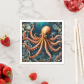 Serviette En Papier Océan Octopus Bleu profond (En situation)