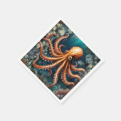 Serviette En Papier Océan Octopus Bleu profond (Coin)