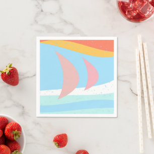 Serviette En Papier Ocean Sailing Abstrait Pastel