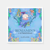Serviette En Papier Ocean Sea Animaux Wild One fête d'anniversaire (Devant)