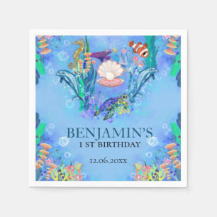 Serviette En Papier Ocean Sea Animaux Wild One fête d'anniversaire