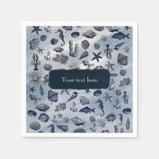 Serviette En Papier Ocean Sea Life Nautical Seashells Beach Mariage (Devant)