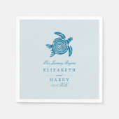Serviette En Papier Ocean Sea Turtle, Sea Blue Beach Wedding (Devant)