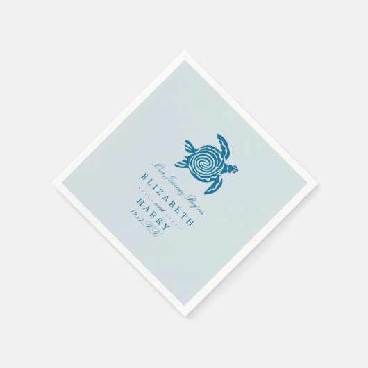 Serviette En Papier Ocean Sea Turtle, Sea Blue Beach Wedding (Coin)