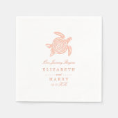 Serviette En Papier Ocean Sea Turtle, Soft Coral Beach Wedding (Devant)