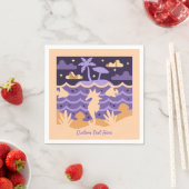 Serviette En Papier Ocean Seahorse Fish Island Palm Tree Personnalisé (En situation)