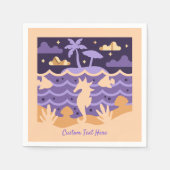 Serviette En Papier Ocean Seahorse Fish Island Palm Tree Personnalisé (Devant)