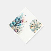 Serviette En Papier Ocean Splash Sea Coral Mariage d'aquarelle (Coin)