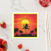 Serviette En Papier Ocean Sunset Plage tropicale Palmiers Personnalise (En situation)