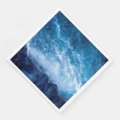 Serviette En Papier Océan - Vagues bleu foncé (Coin)
