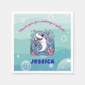 Serviette En Papier Ocean Vibes Kawaii Boba Shark Baby shower Party