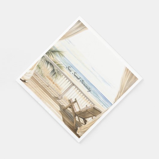 Serviette En Papier Ocean View Beach Serenity (Coin)