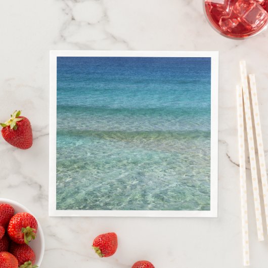 Serviette En Papier Ocean Waves Aqua Blue Papier d'art Abstrait Naples (En situation)