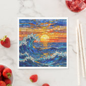 Serviette En Papier Oceanic Coastal Ocean Waves Sunset   (En situation)