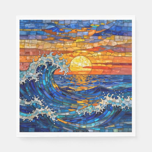 Serviette En Papier Oceanic Coastal Ocean Waves Sunset   (Devant)