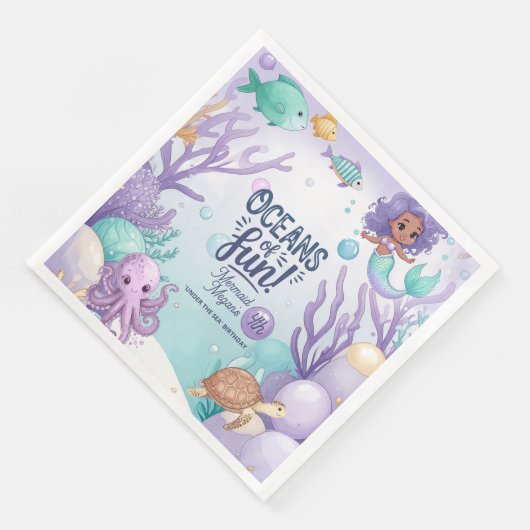Serviette En Papier Océans de Fun Mermaid Anniversaire V2 ID1142 (Coin)