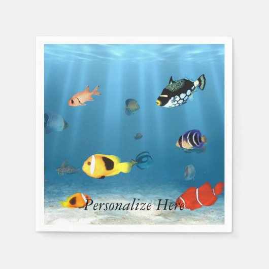 Serviette En Papier Océans Du Poisson (Devant)