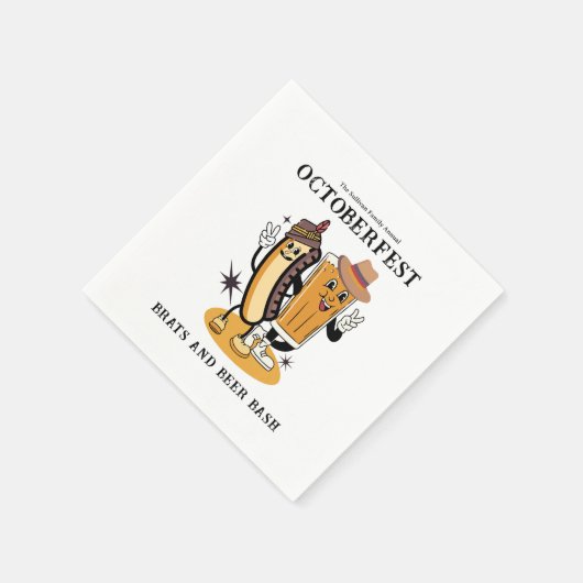 Serviette En Papier Octoberfest Brats et bière Fall Party Retro (Coin)