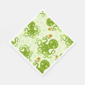 Serviette En Papier Octopes Vertes Avec Fleurs (Coin)