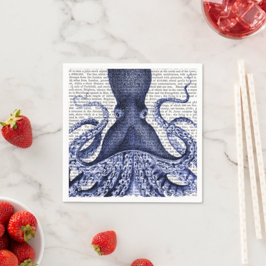 Serviette En Papier Octopus bleu (En situation)