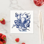 Serviette En Papier Octopus bleu (En situation)