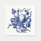 Serviette En Papier Octopus bleu (Devant)