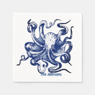 Serviette En Papier Octopus bleu