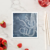 Serviette En Papier Octopus - Bleu Twilight Denim Aquarelle Art (En situation)