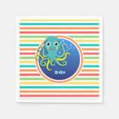 Serviette En Papier Octopus ; Bright Rainbow Stripes (Devant)
