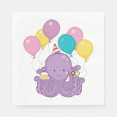 Serviette En Papier Octopus d'anniversaire (Devant)