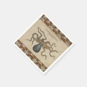 Serviette En Papier Octopus Kraken Illustration Vintage (Coin)