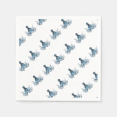 Serviette En Papier Octopus kraken nautique plage côtière bleu (Devant)