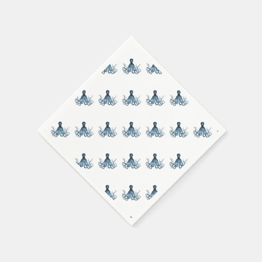 Serviette En Papier Octopus kraken nautique plage côtière bleu (Coin)