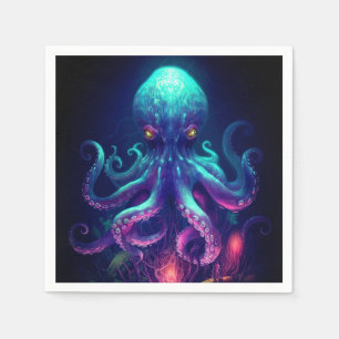 Serviette En Papier Octopus Mythique Nautique Sous Les Créatures Mer