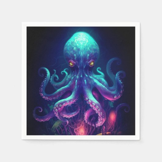 Serviette En Papier Octopus Mythique Nautique Sous Les Créatures Mer (Devant)