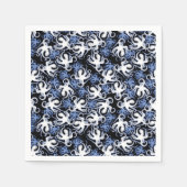 Serviette En Papier Octopus noir, blanc et bleu Motif sans couture (Devant)
